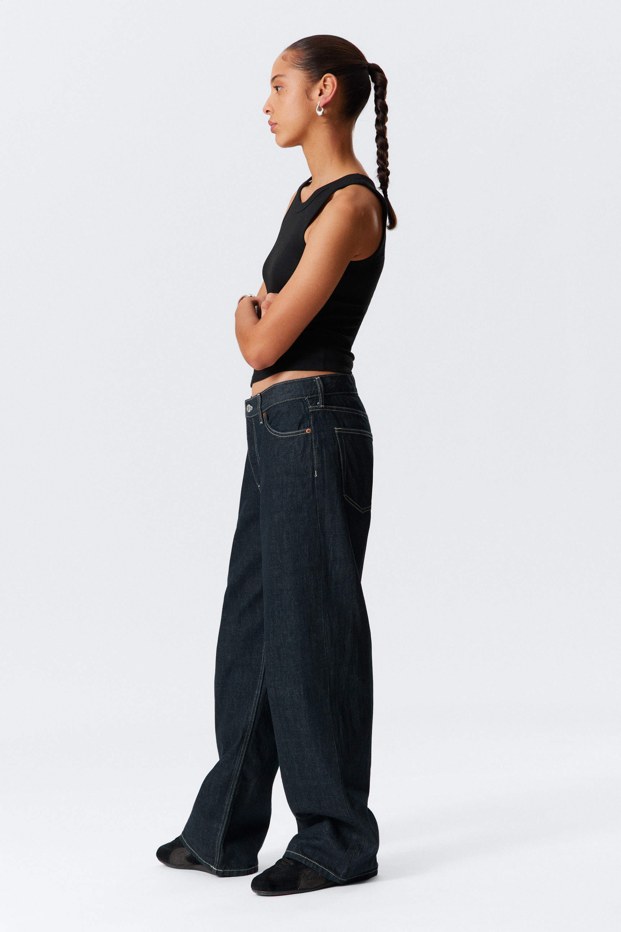 Blue Rinse - Dark Blue - Dynasty Low Rise Loose Wide Leg Jeans - 2