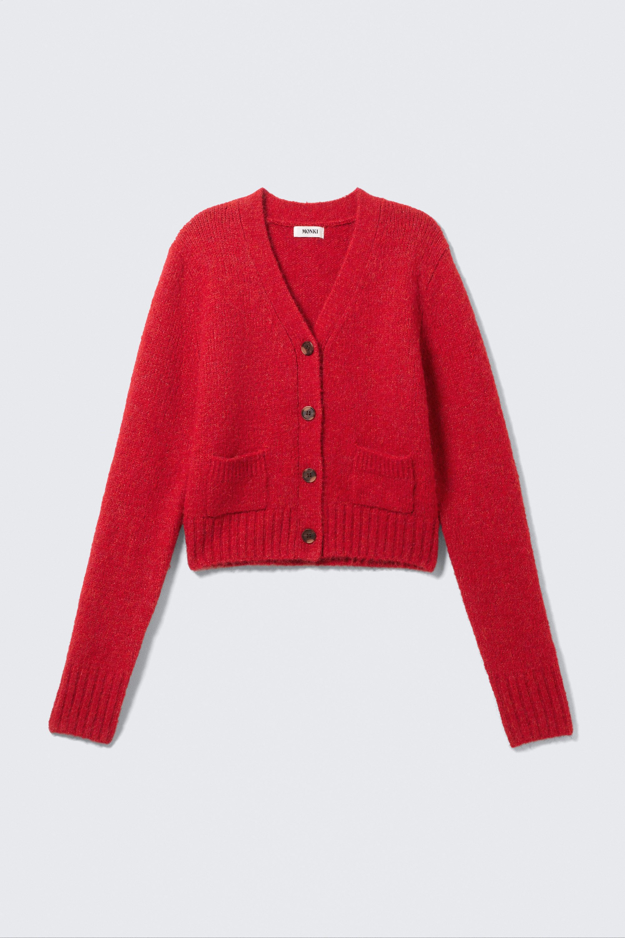 Felrood - Geribd vest met V-hals - 3