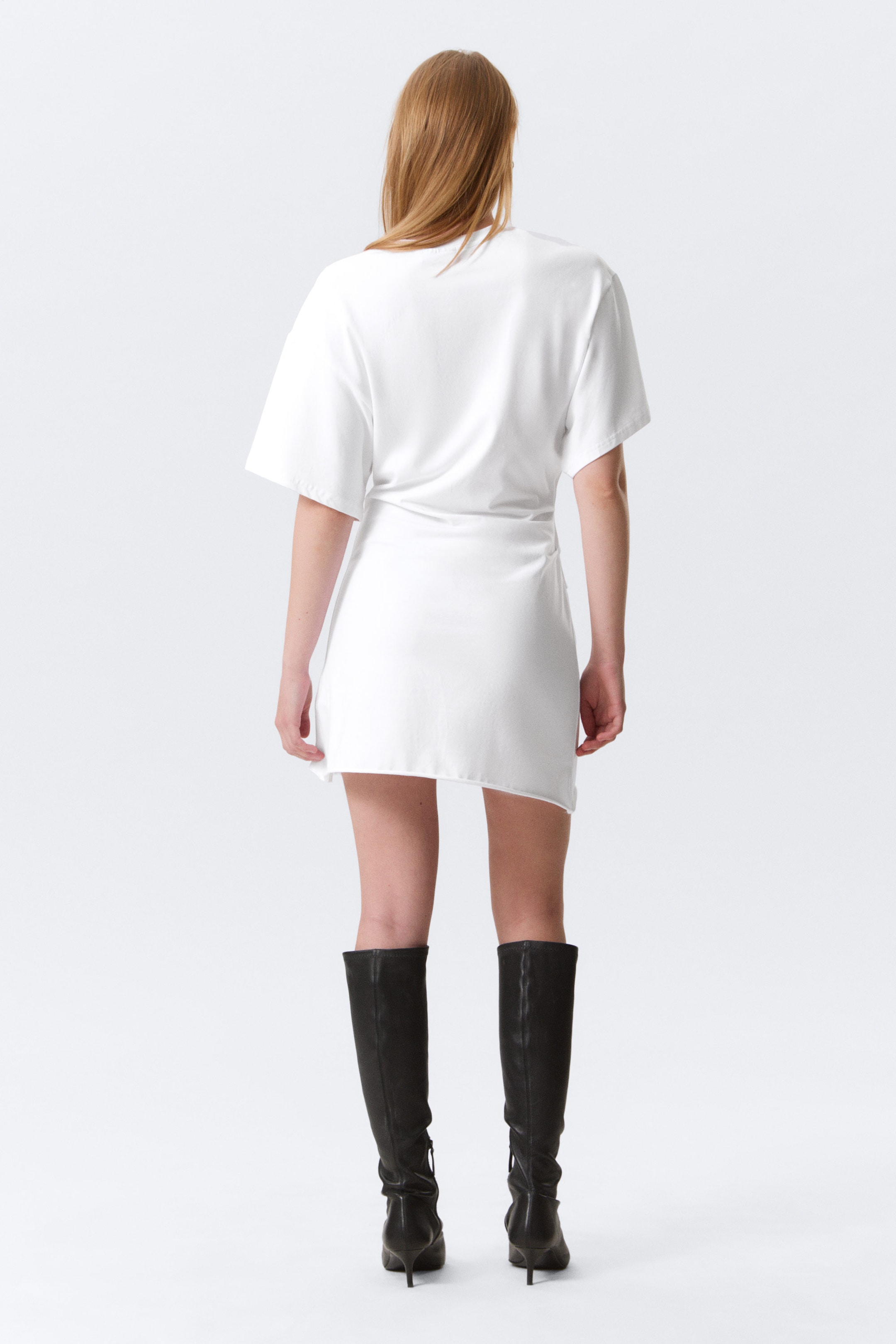 Wit - Mini-T-shirtjurk met korte mouwen - 3