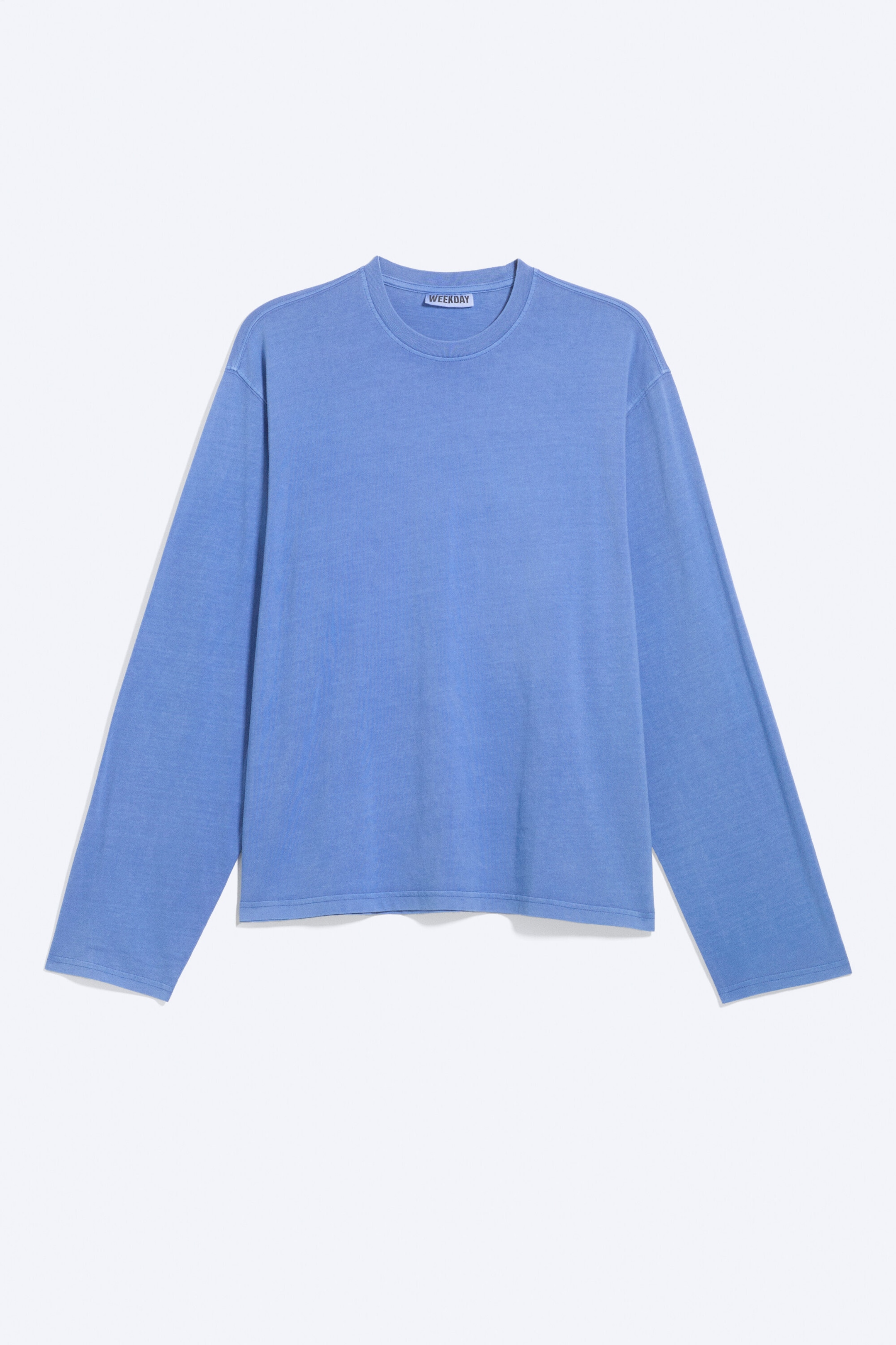 Tvättad blå - Långärmad boxig t-shirt i bomull - 3