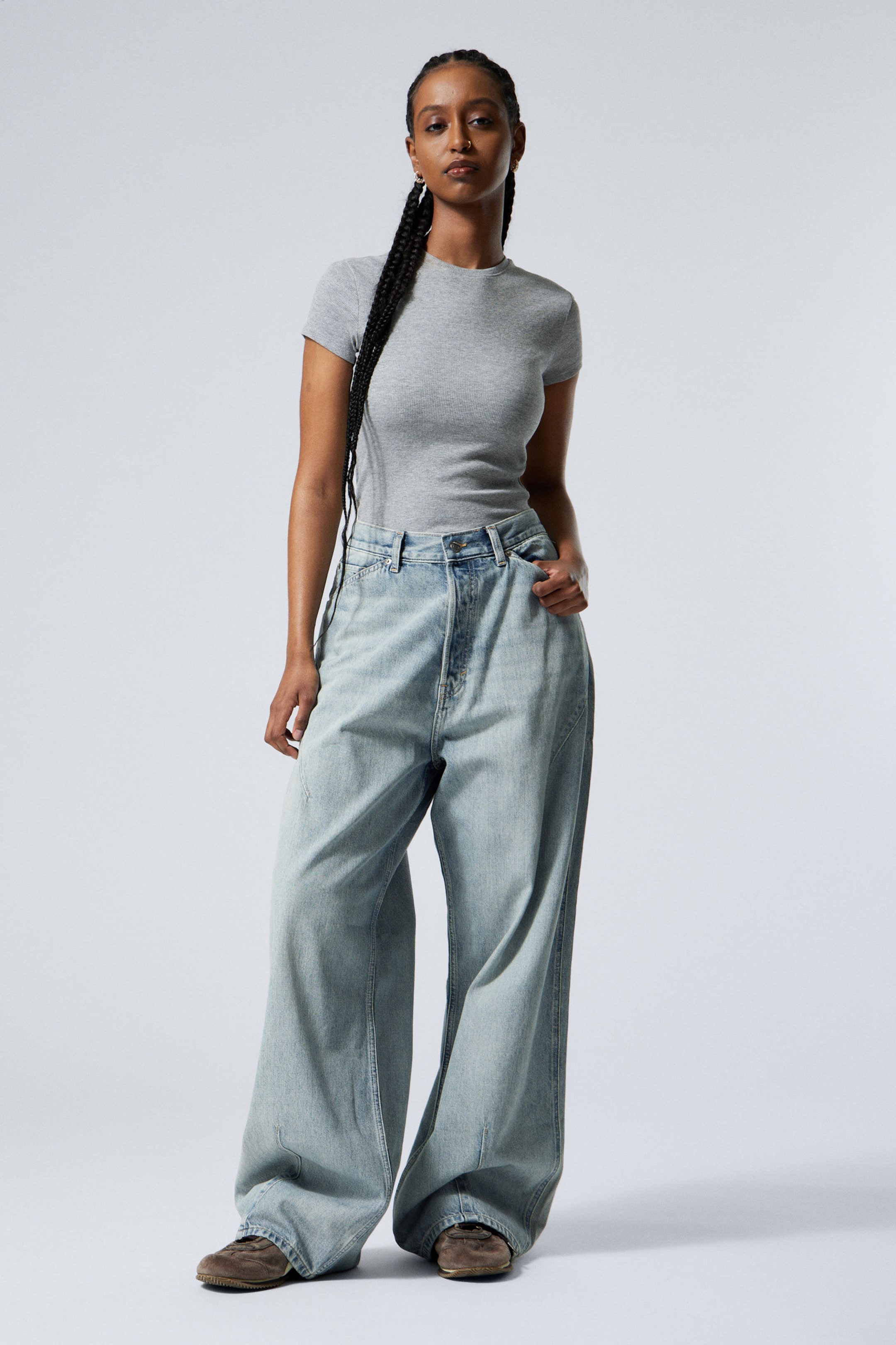 Brick Blue - Light Blue - Astro Loose Baggy Shape Jeans - 7
