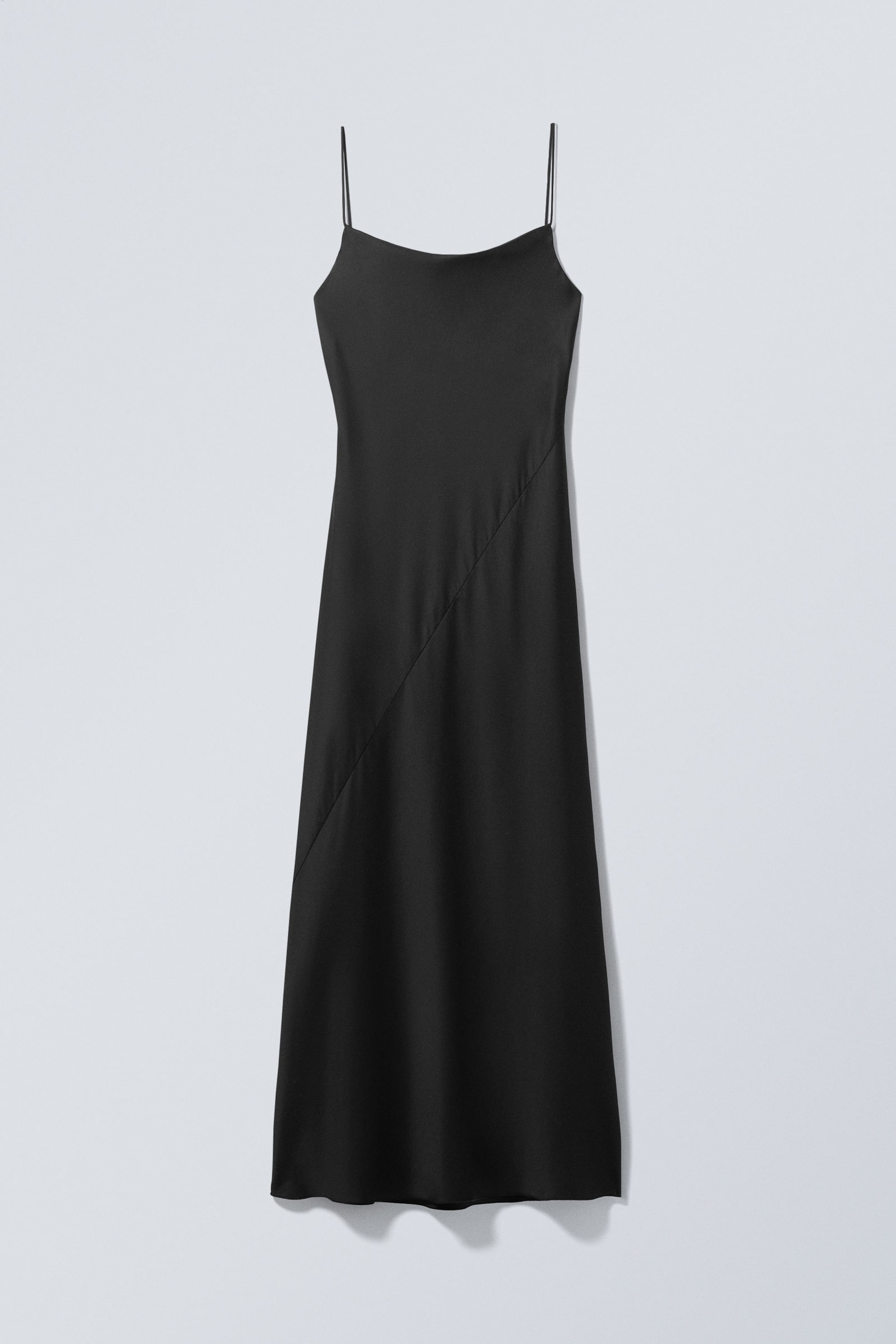 Schwarz - Maxi-Unterkleid aus Satin - 1