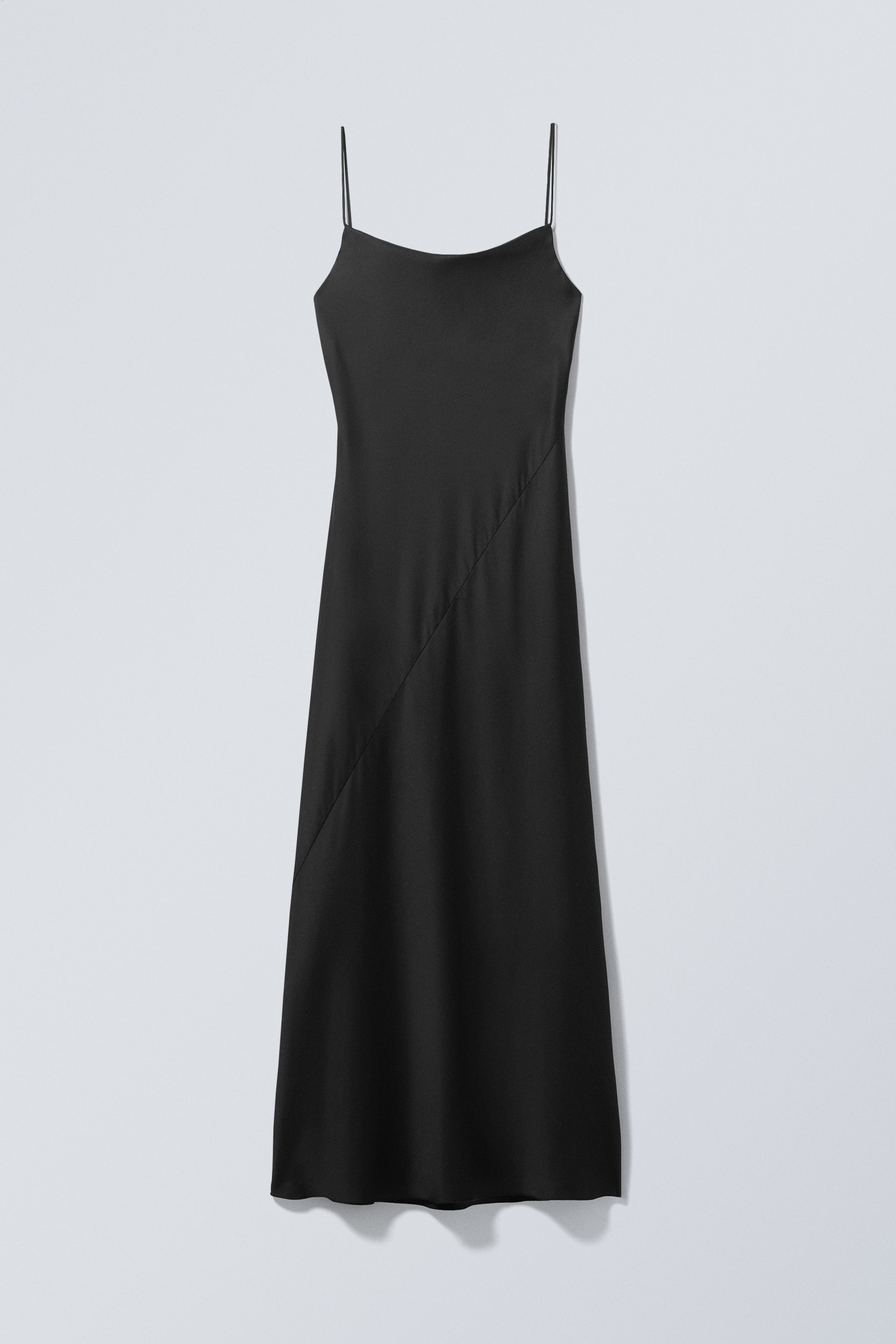 Black - Maxi Satin Slip Dress - 0