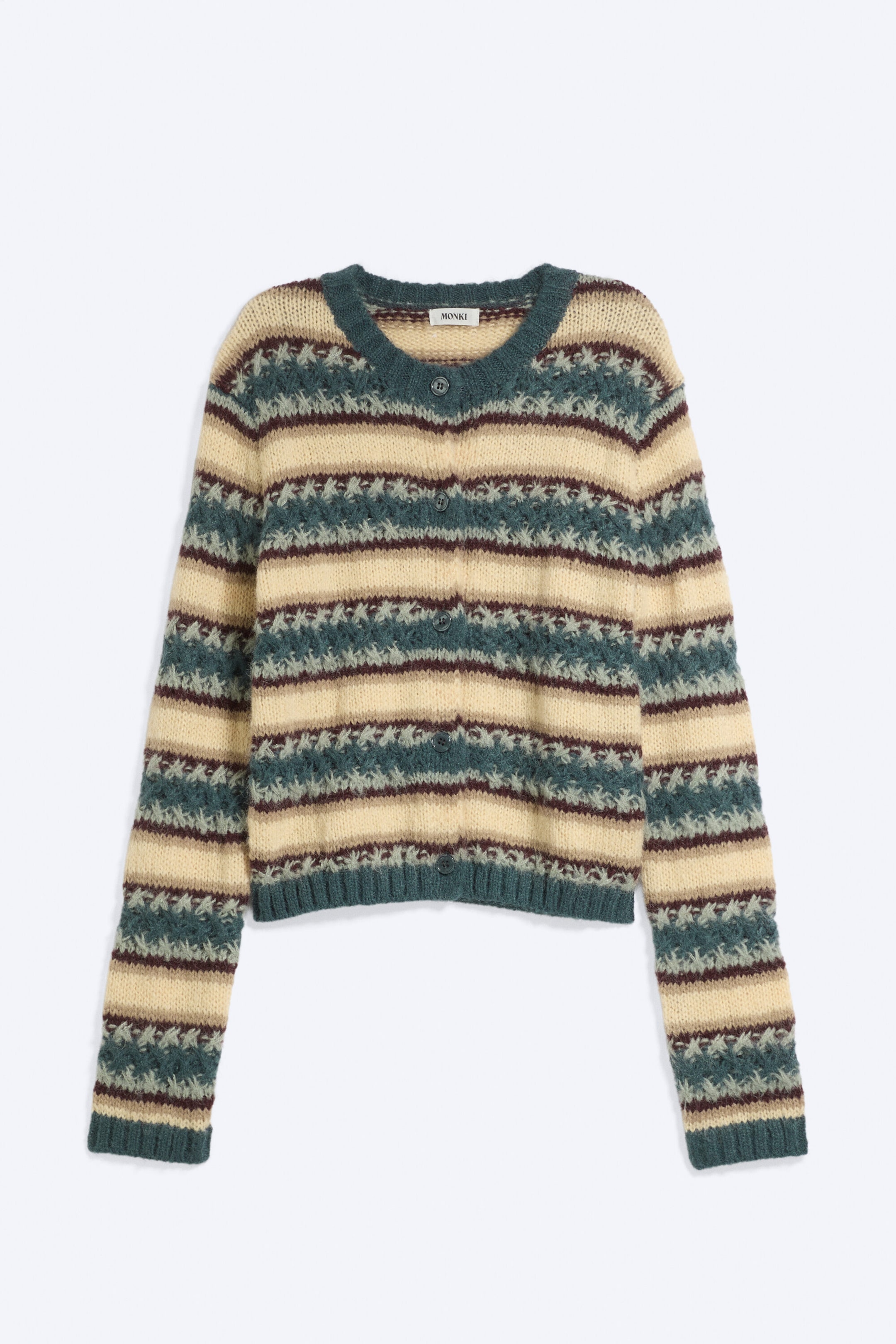 Green Multi-stripe - Striped Knitted Cardigan - 3
