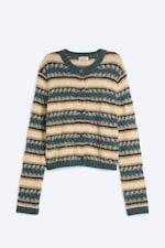 Green Multi-stripe - Striped Knitted Cardigan - 3