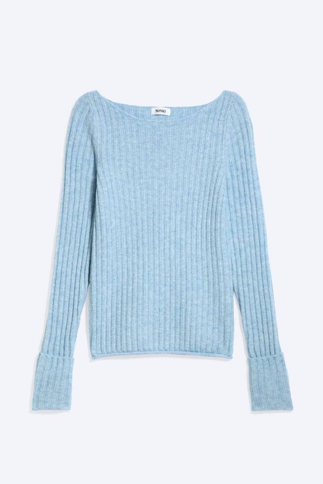 Maglione a coste in maglia - Azzurro Polvere/Rosso scuro - 1