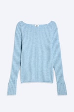 Dusty Light Blue - Gebreide geribde trui - 4
