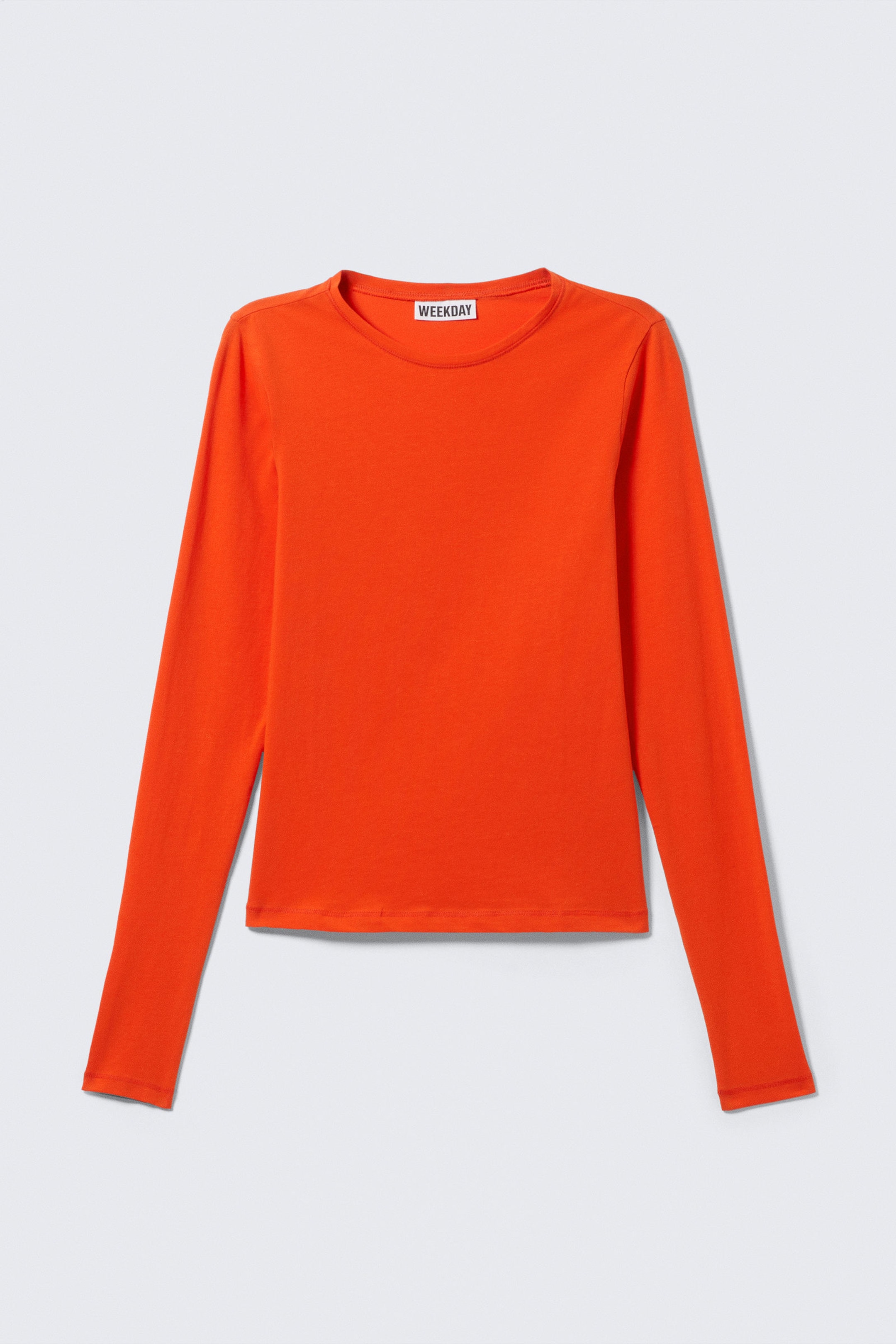 Leuchtendes Orange - Schmales Langarmtop - 1