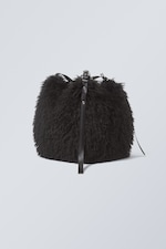 Black - Faux Fur Shoulder Bag - 1