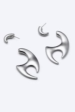 Grey Silver - Asymmetrical statement earrings - 0