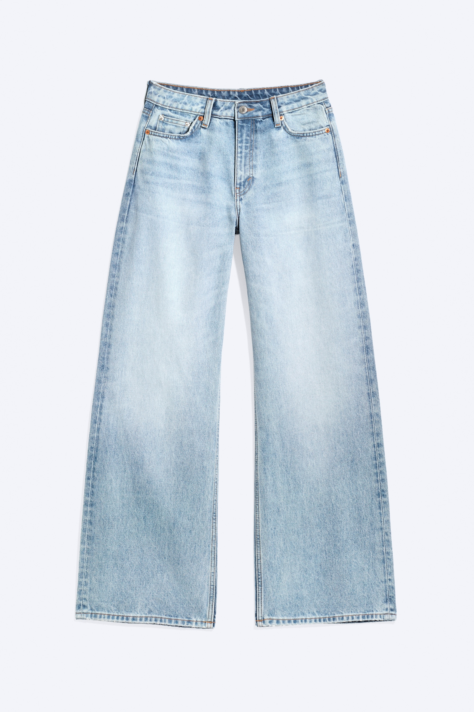 Paz jeans med mellemhøj talje og vide ben - Trot Blue – lyseblå/Tuned Black – sort/Blue Horses - Mellemblå