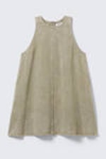 Washed Kahki Green - Sleeveless Cotton Twill Mini Dress - 4