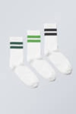 Zwart/groen/donkergroen streep - 3-pack gestreepte sportsokken - 0