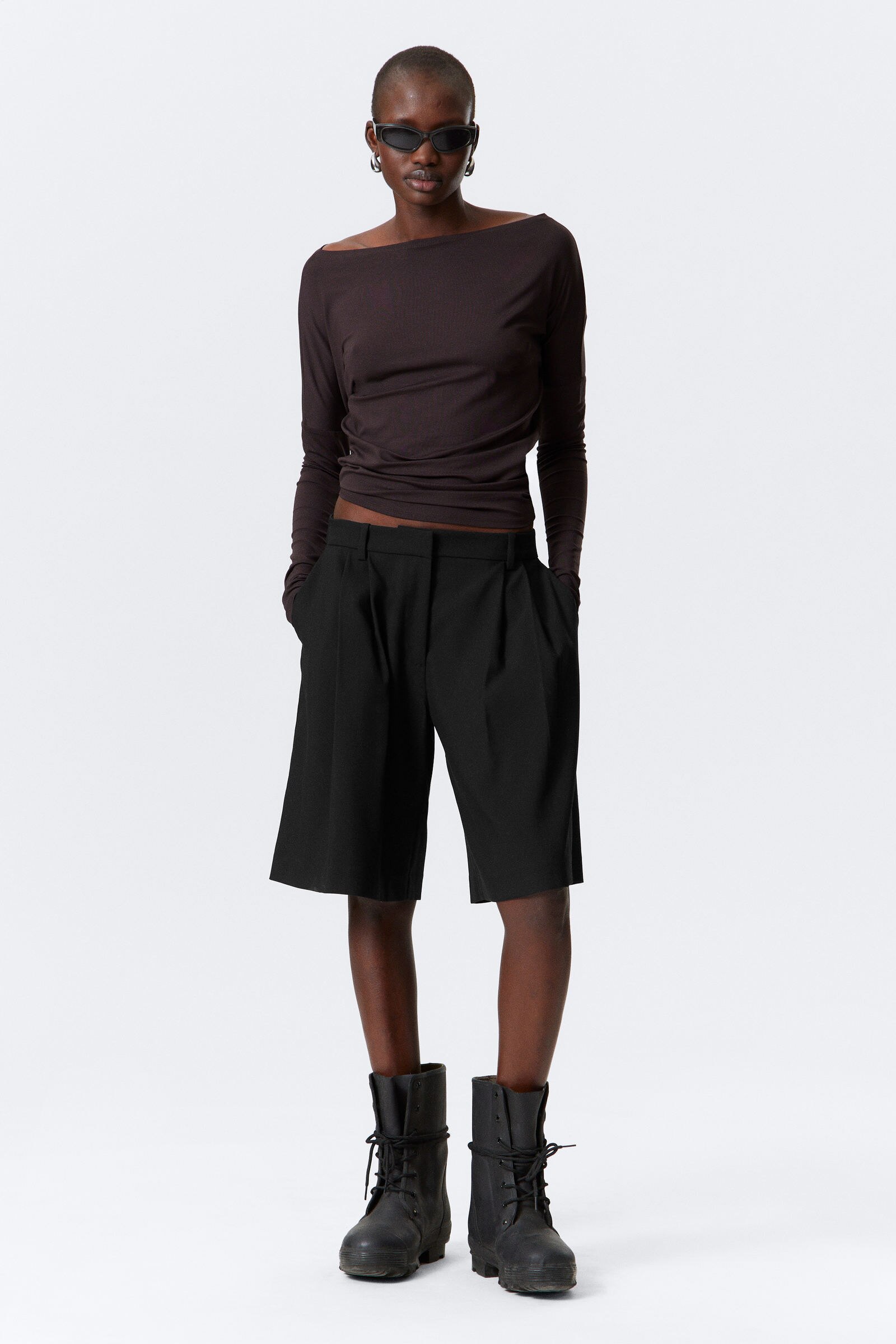 売れ筋商品|||ウィークデイ Tシャツ レディース トップス MELINDA DRAPE - Long sleeved top - dark khaki green draped long-sleeved top - Dark Khaki Green | Weekday DK