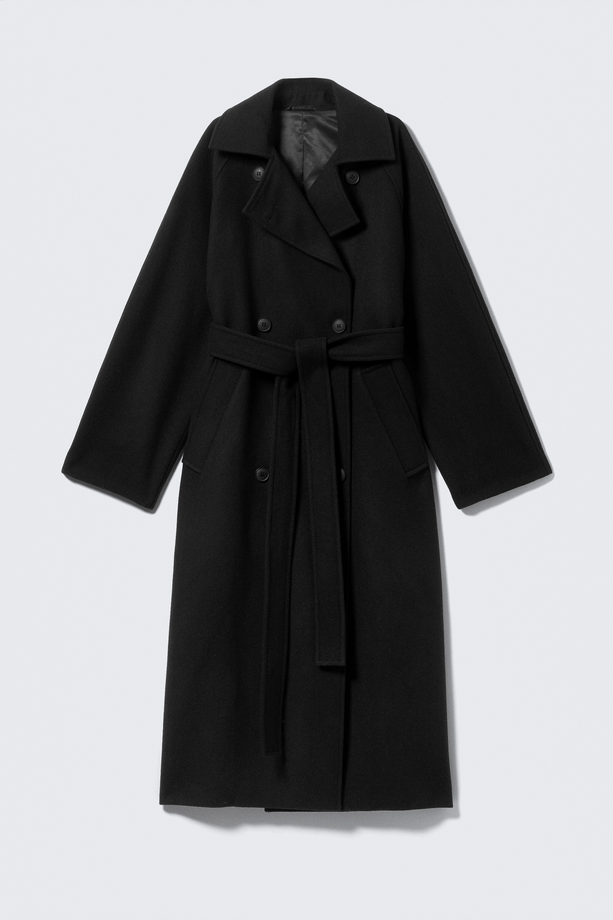 Abrigo cruzado de mezcla de lana Kia Oversized - Negro/Gris oscuro jaspeado