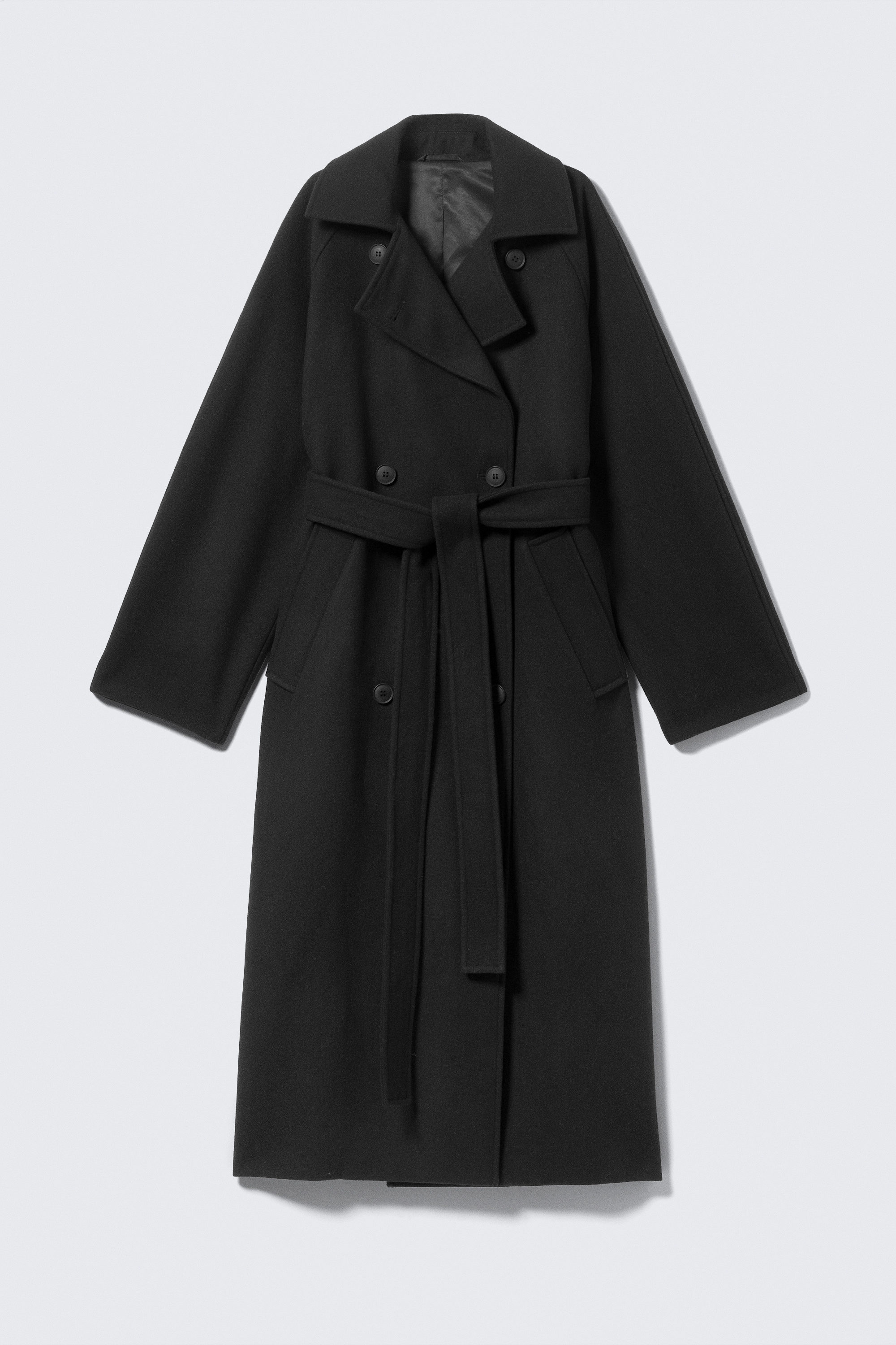 Zwart - Oversized double-breasted jas van wolmix - 1