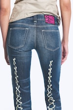 Lace Blue - Mittelblau - BOOTY BEI LOW WAIST SKINNY BOOTCUT JEANS - 4
