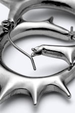 Grå Silver - Spiked Hoop-örhängen - 2