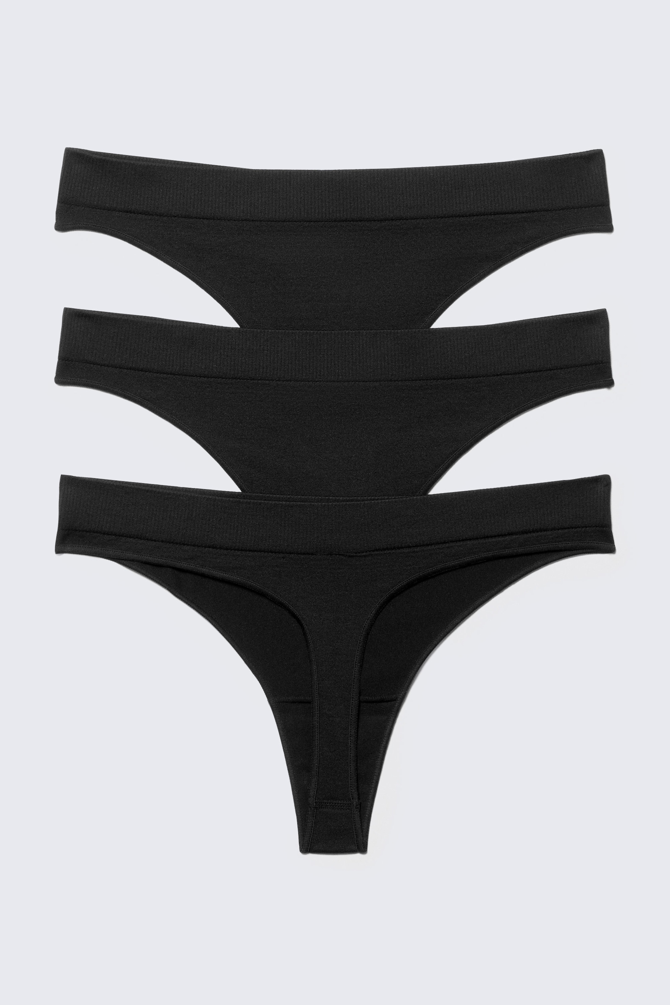 Black - 3-pack Cat Soft Seamless High Rise Thongs - 1