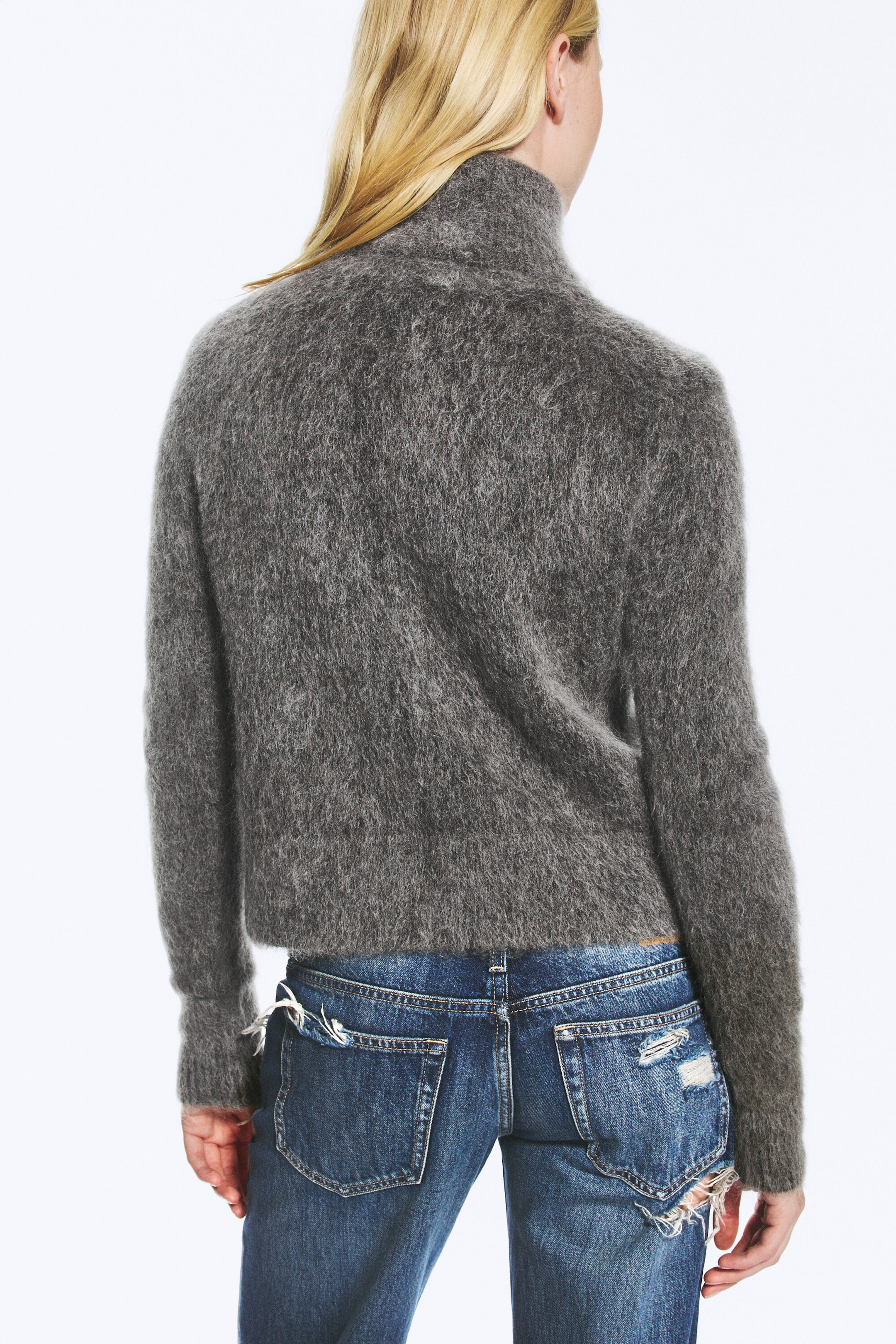 Mørk gråmelert - Mohairblanding cardigan med glidelås - 3
