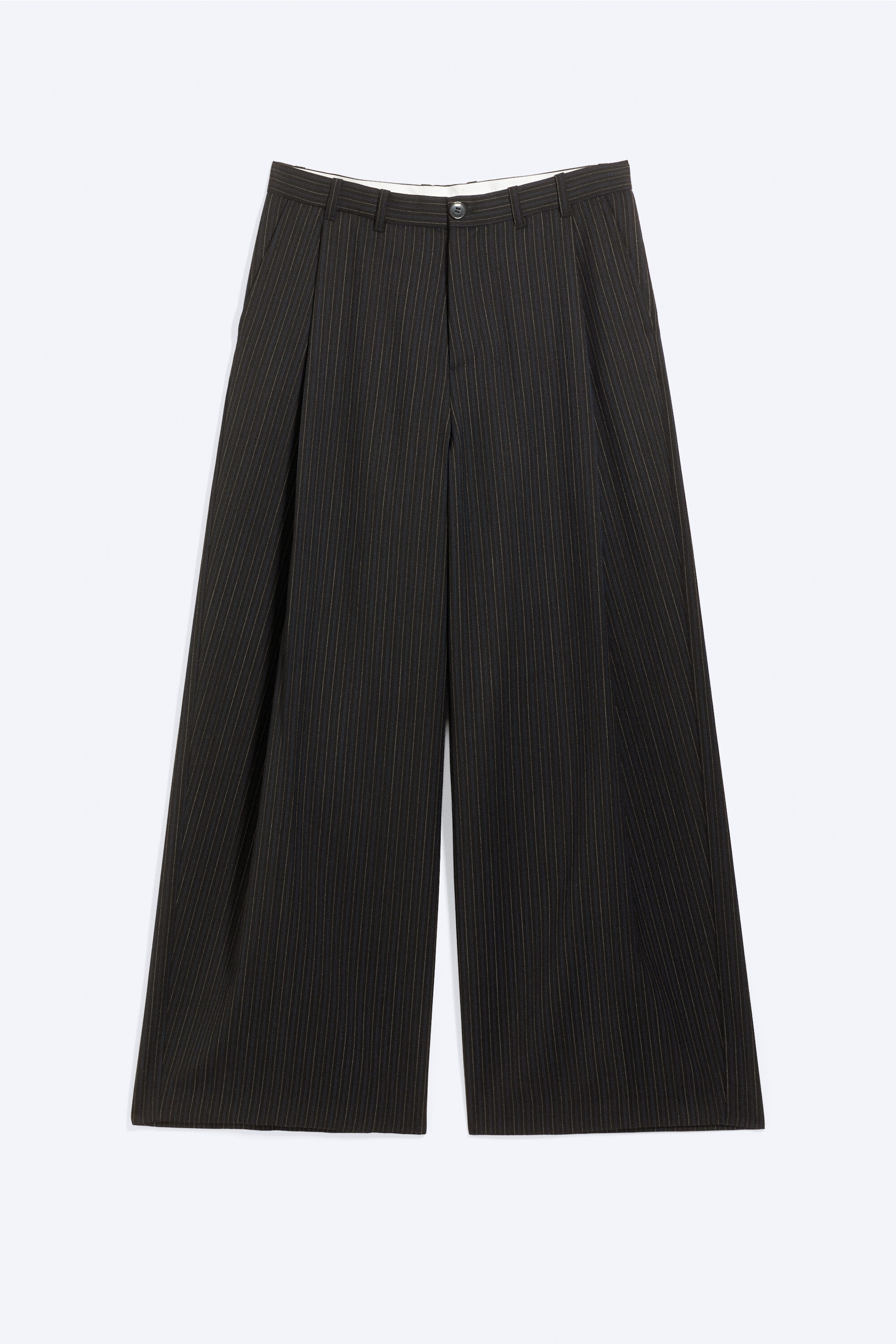 Schwarz gestreift - Banks - Oversized Anzughose aus Wollmix - 2