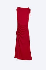 Leuchtendes Rot - Ärmelloses Maxikleid mit U-Boot-Ausschnitt - 3