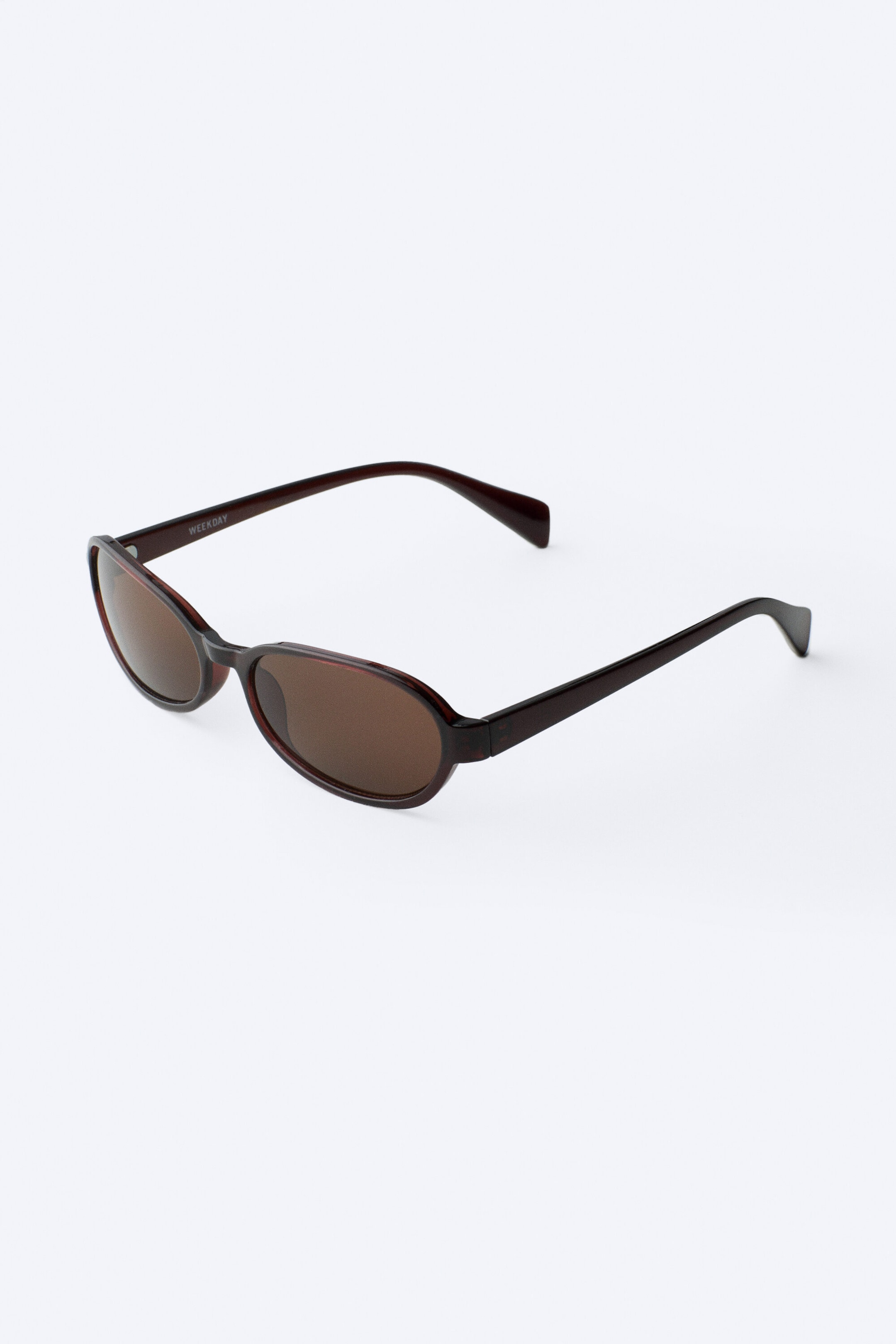 Dark Brown - Brown Lenses - Thin Oval Frame Sunglasses - 3