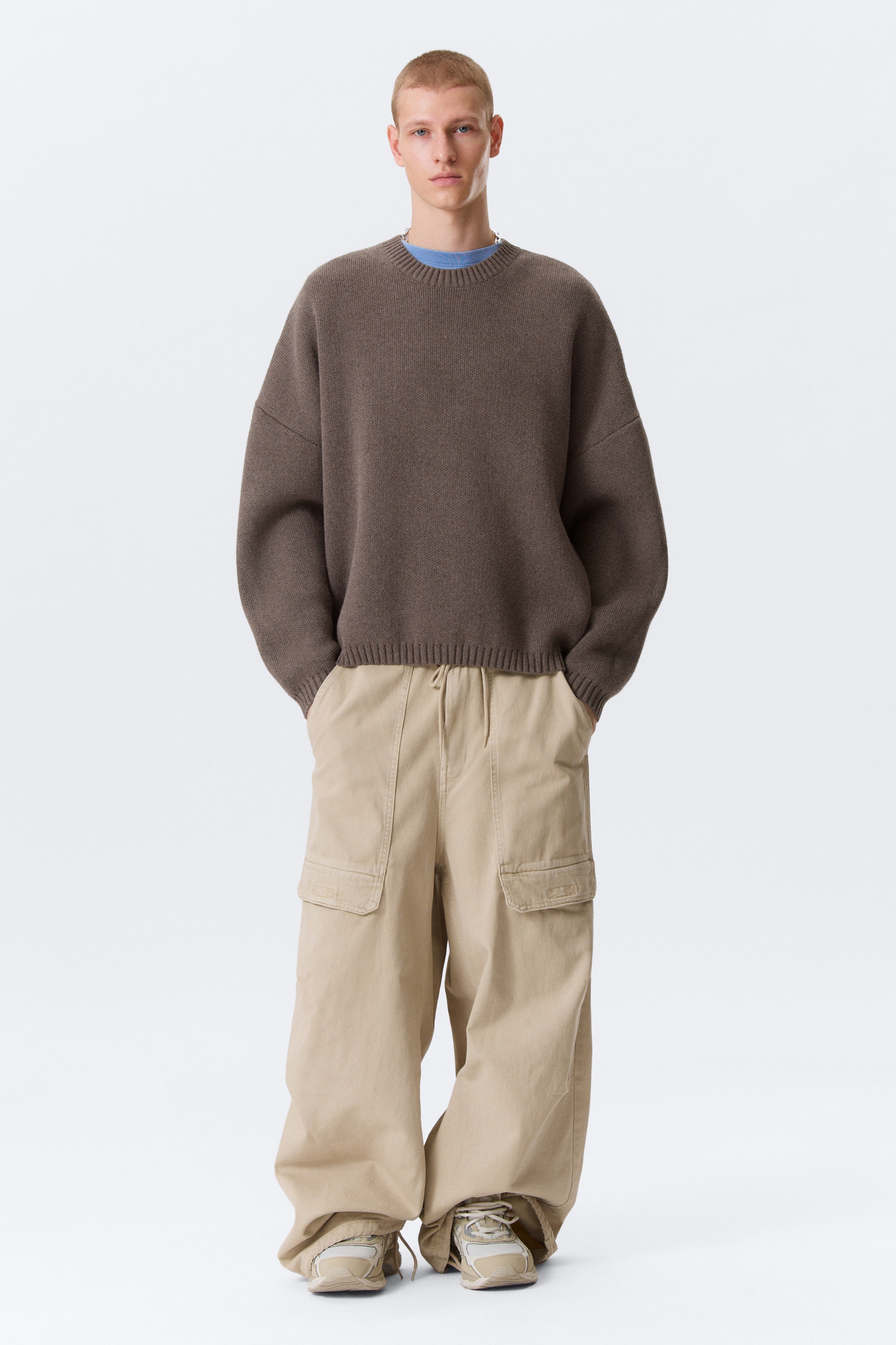 Brown Melange - Oversized Heavyweight Cotton Sweater - 1