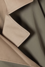 Beige & Khaki Green - Short Double-Breasted Reversible Trench Coat - 2