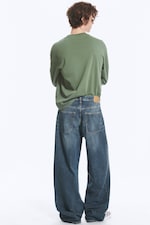Blue Hymn – middels blå - Astro Mellomhøy Midje Løse Baggy Unisex Jeans - 1