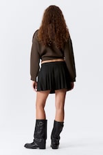 Dunkelblau - Nadelstreifen - Midi-Anzugrock mit Bundfalten - 2