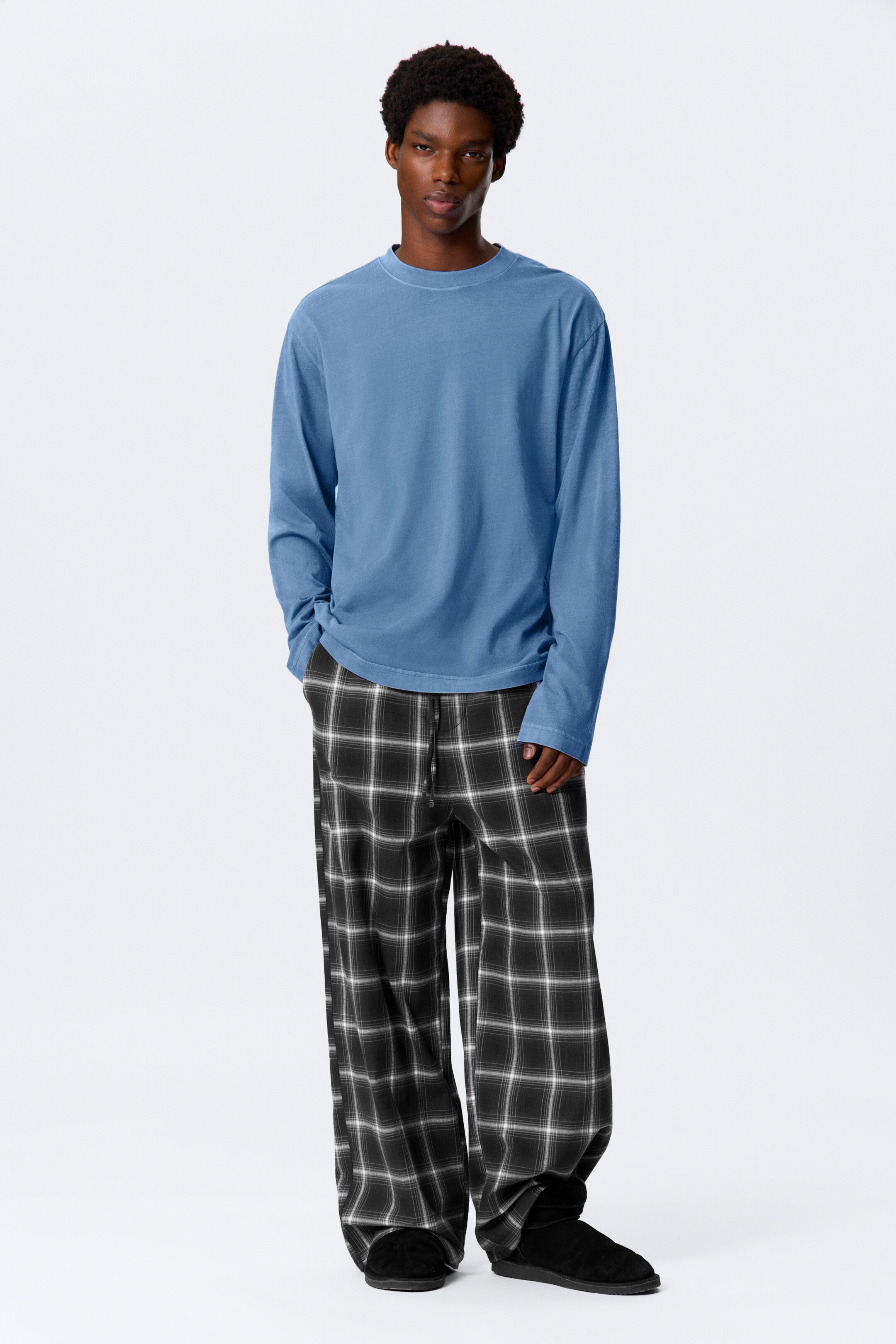 Agrandir l'image: Relaxed Long-Sleeved Pyjama T-shirt - Bleu - HOMME | H&M FR 2