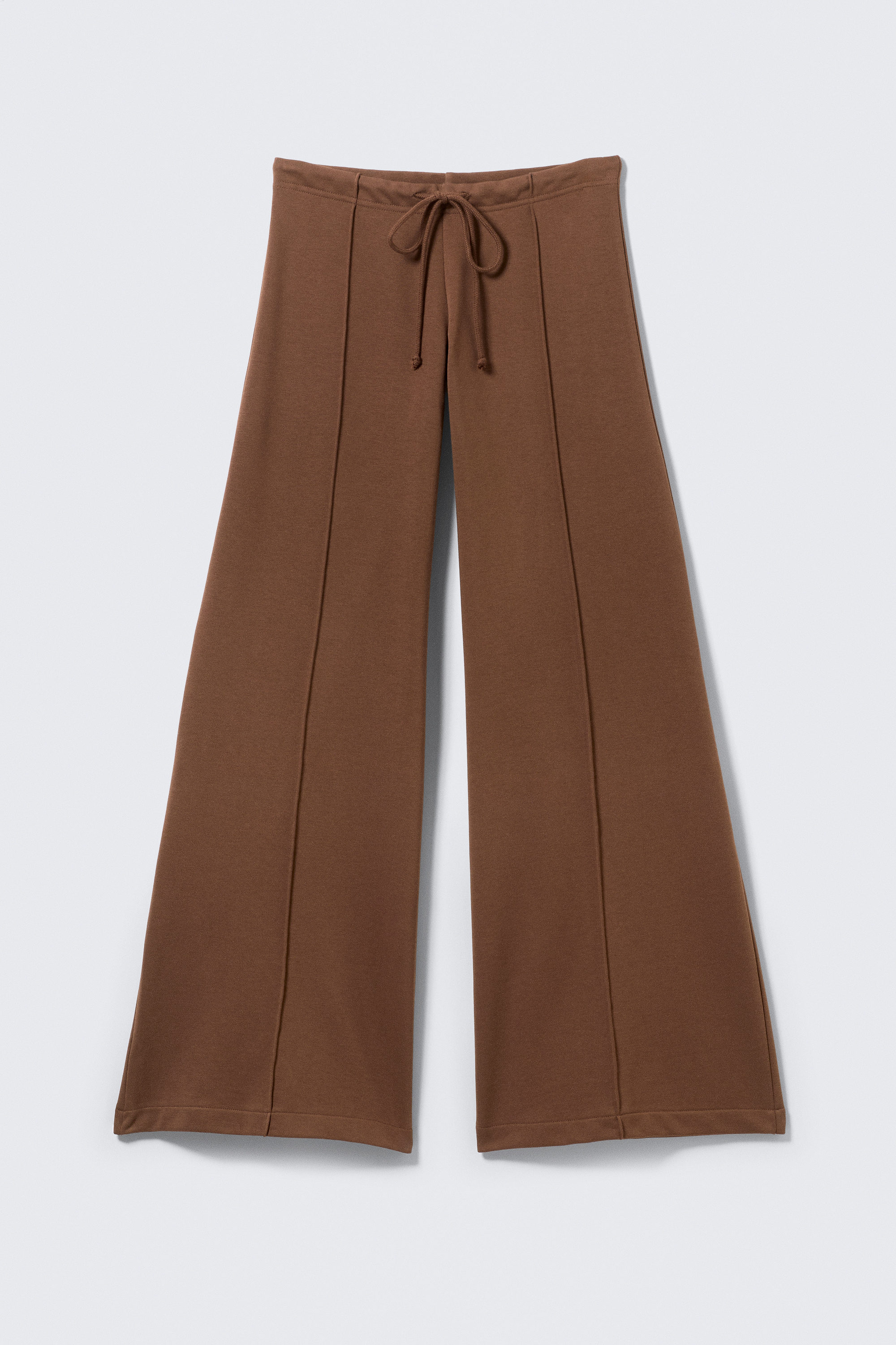 Brown - Low Rise Loose Wide Leg Sweatpants - 1