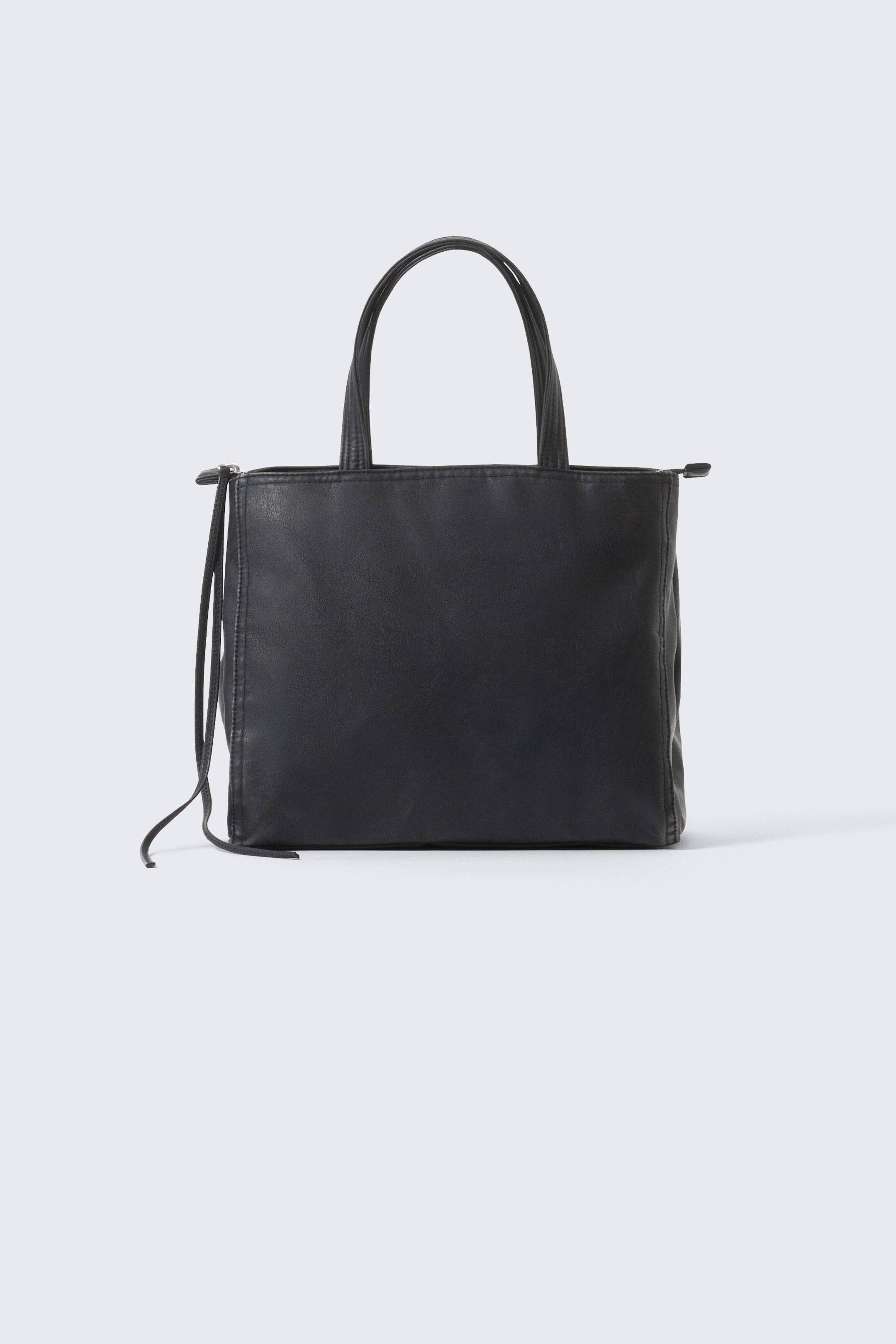 Dark - Medium Faux Leather Tote Bag - 0