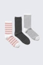 Striped Mix - 3-pack Striped Crew Socks - 0