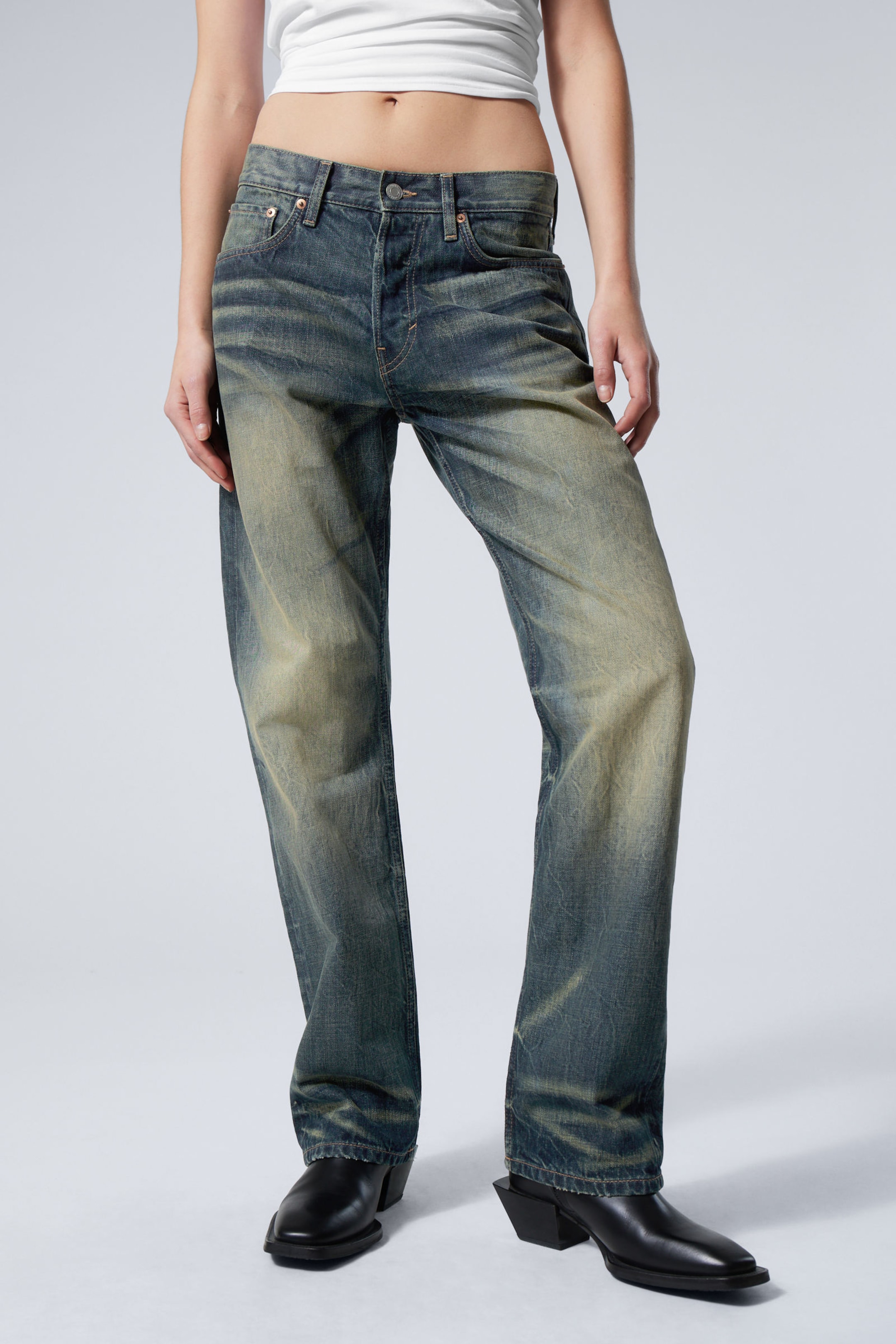 Carson Blue - Mittelblau - Orbit Mid Waist Regular Straight Leg Jeans - 3