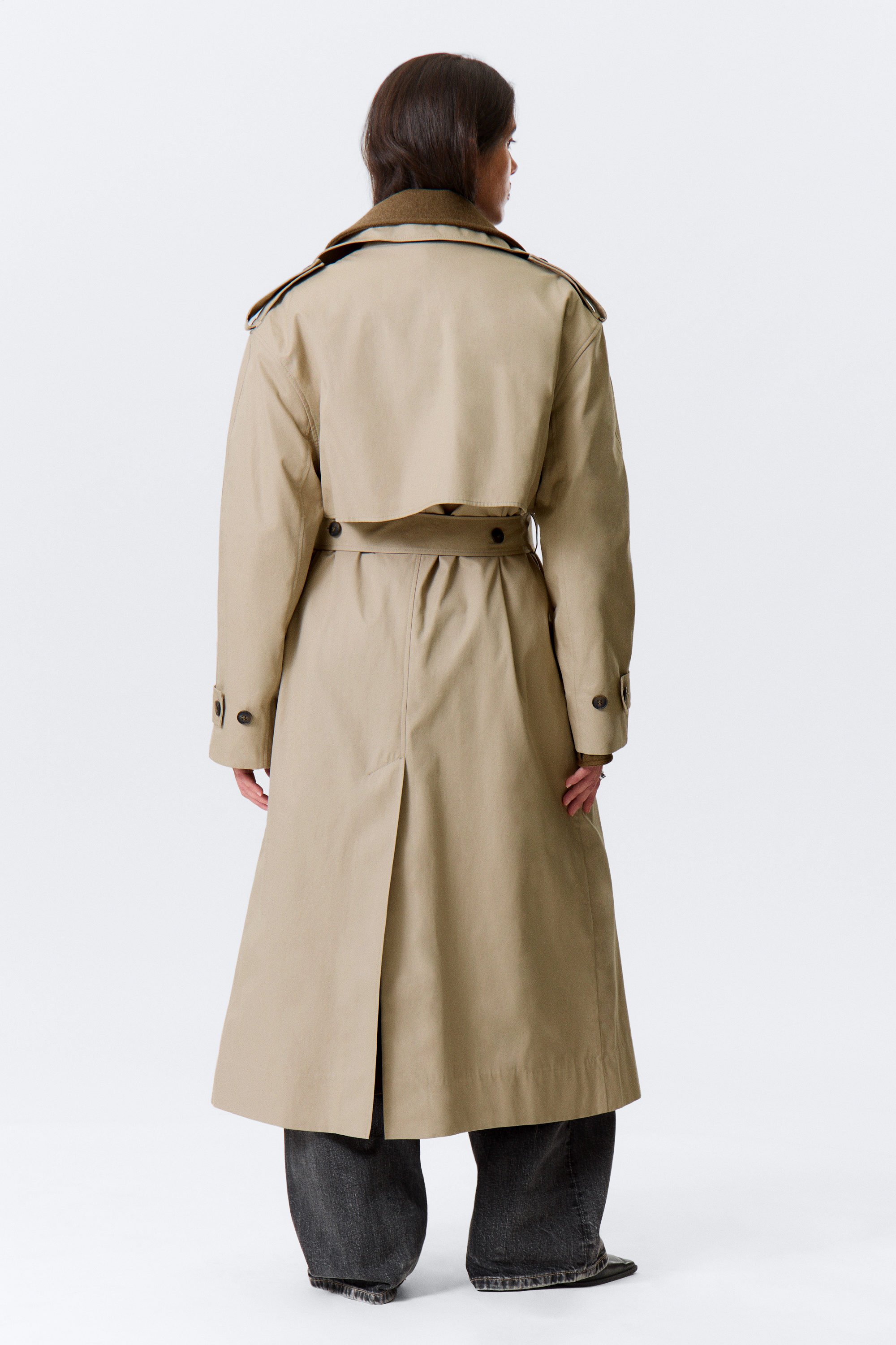 Beige - Oversized Trench Coat with Detachable Lining - 9