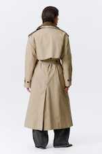Beige - Oversized Trench Coat with Detachable Lining - 7