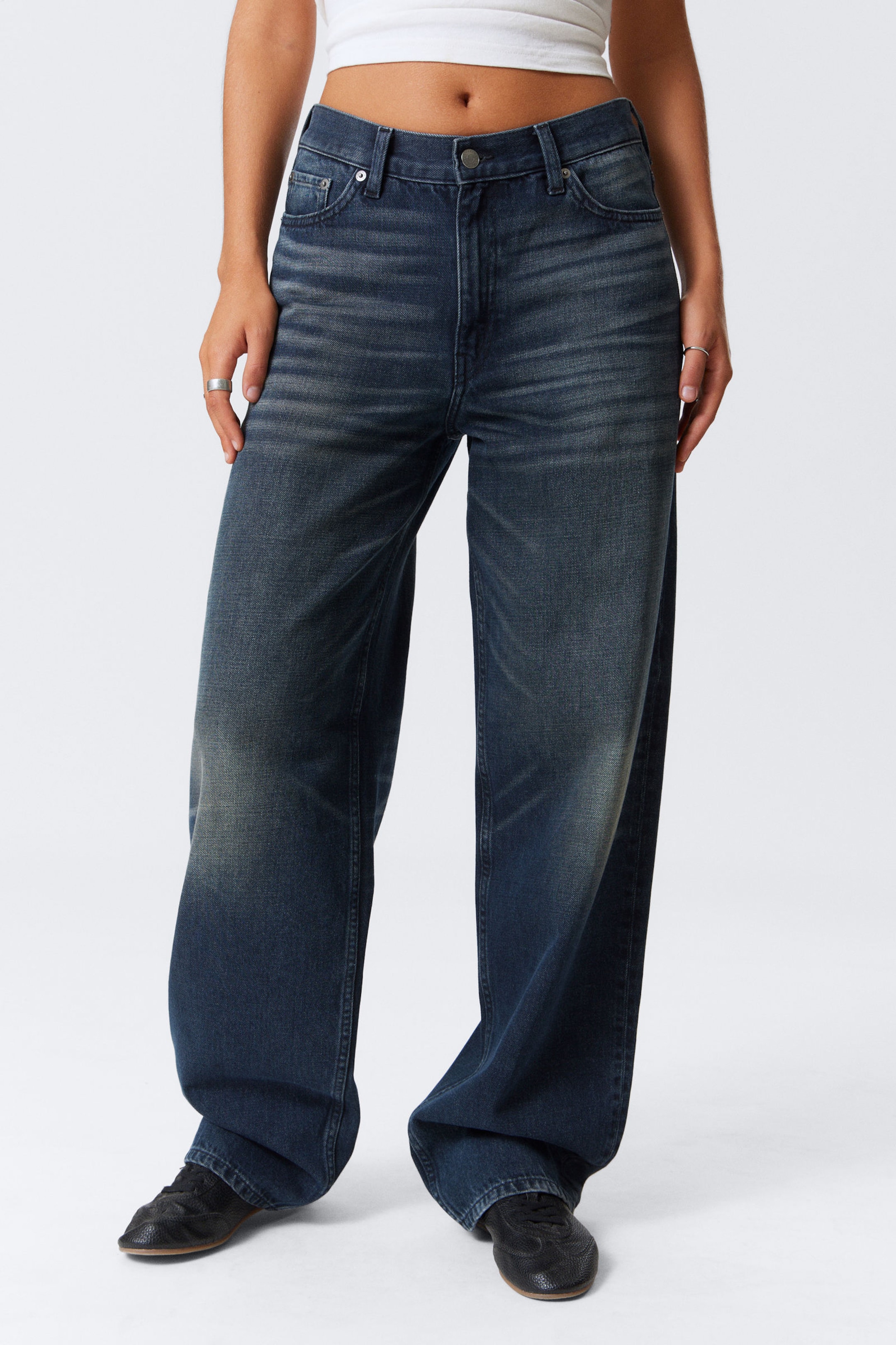 #4C5164 - Rail Mid Rise Loose Wide Leg Jeans - 2