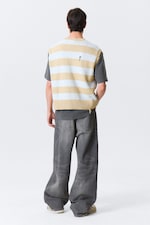 Blau & beige gestreift - Lässige Strickweste im Used-Look - 3