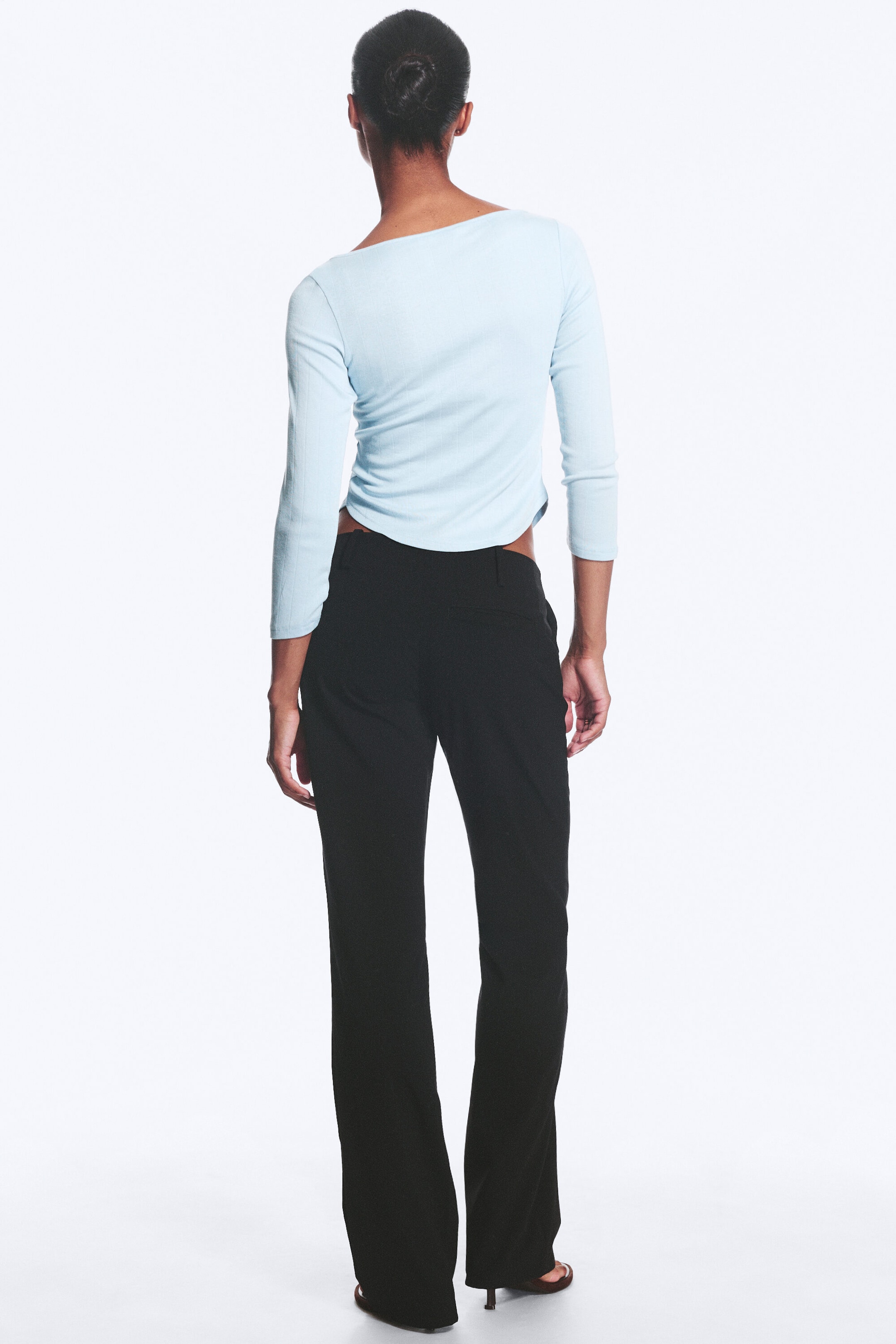 Noir - Pantalon taille basse droit et ajusté - 2