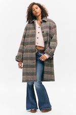 Dusty Mole Check - Knee-Length Single-Breasted Coat - 0