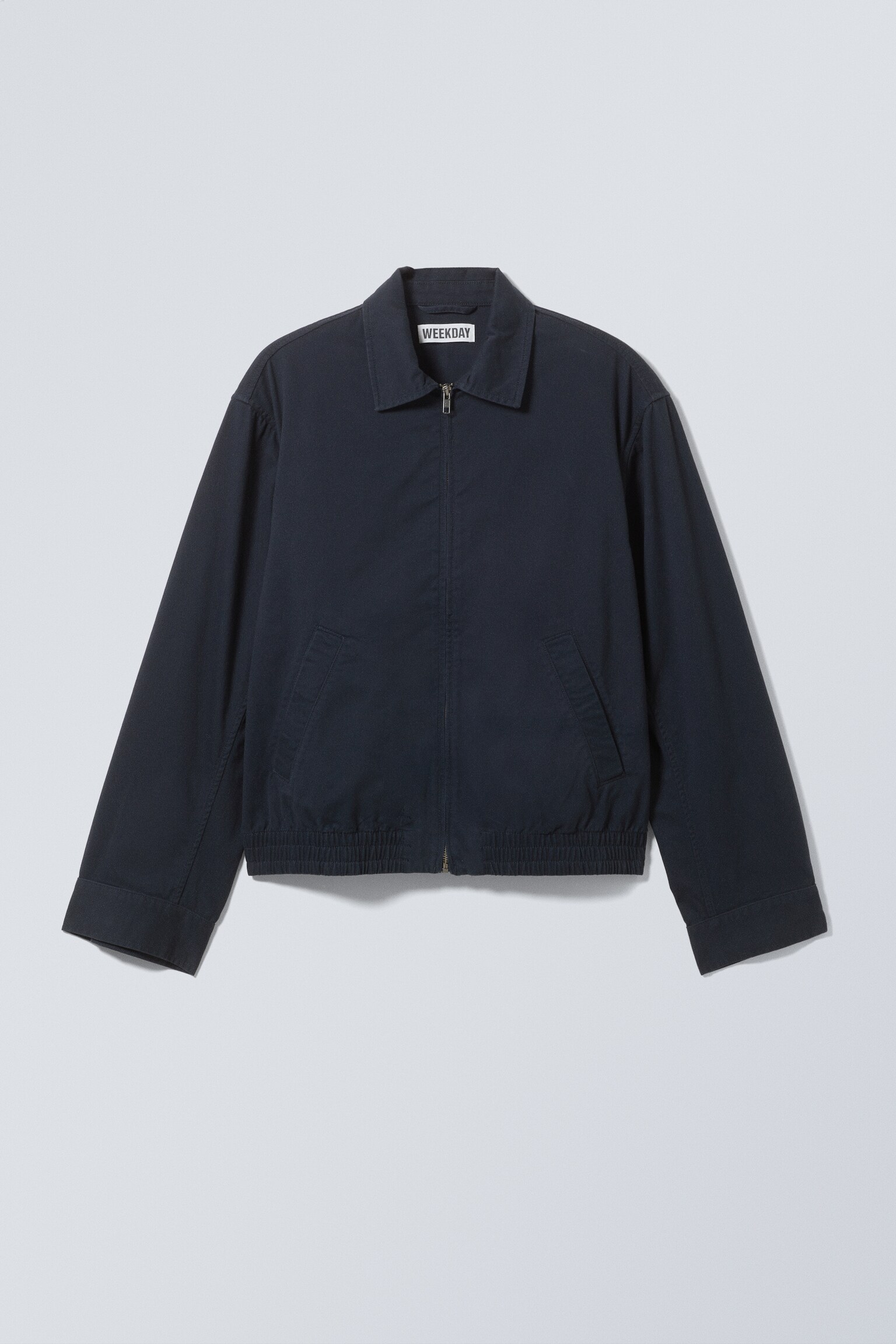 Loose Fit Cotton Twill Zip Jacket - Dark Blue