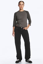 Dunkles Taupe - Raglan-Top mit 3/4-Ärmeln - 2