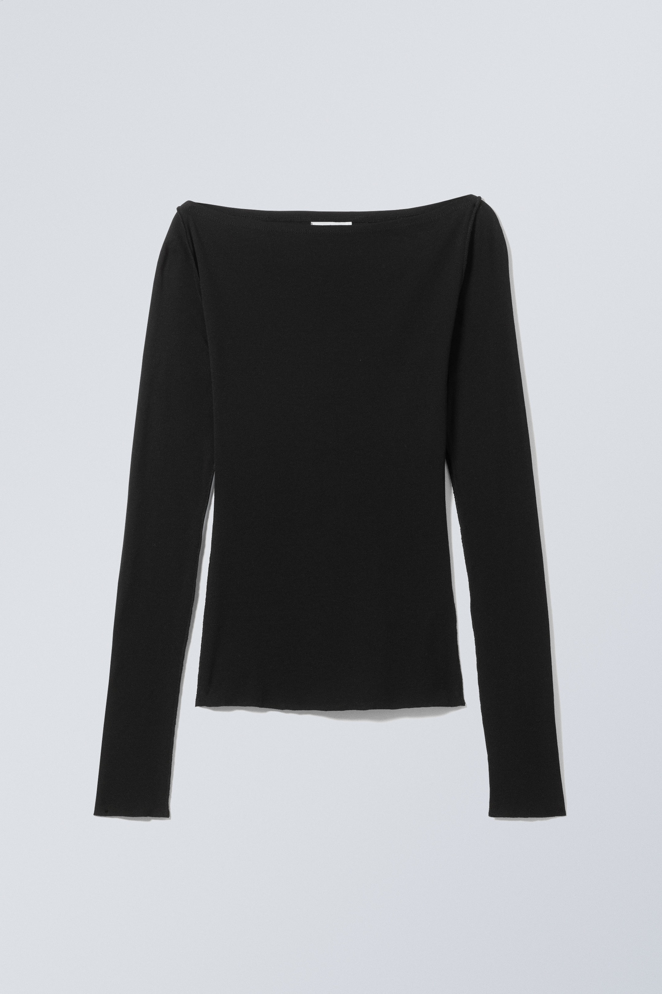 Black - Sheer Long Sleeve Top - 0