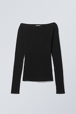 Black - Sheer Long Sleeve Top - 0