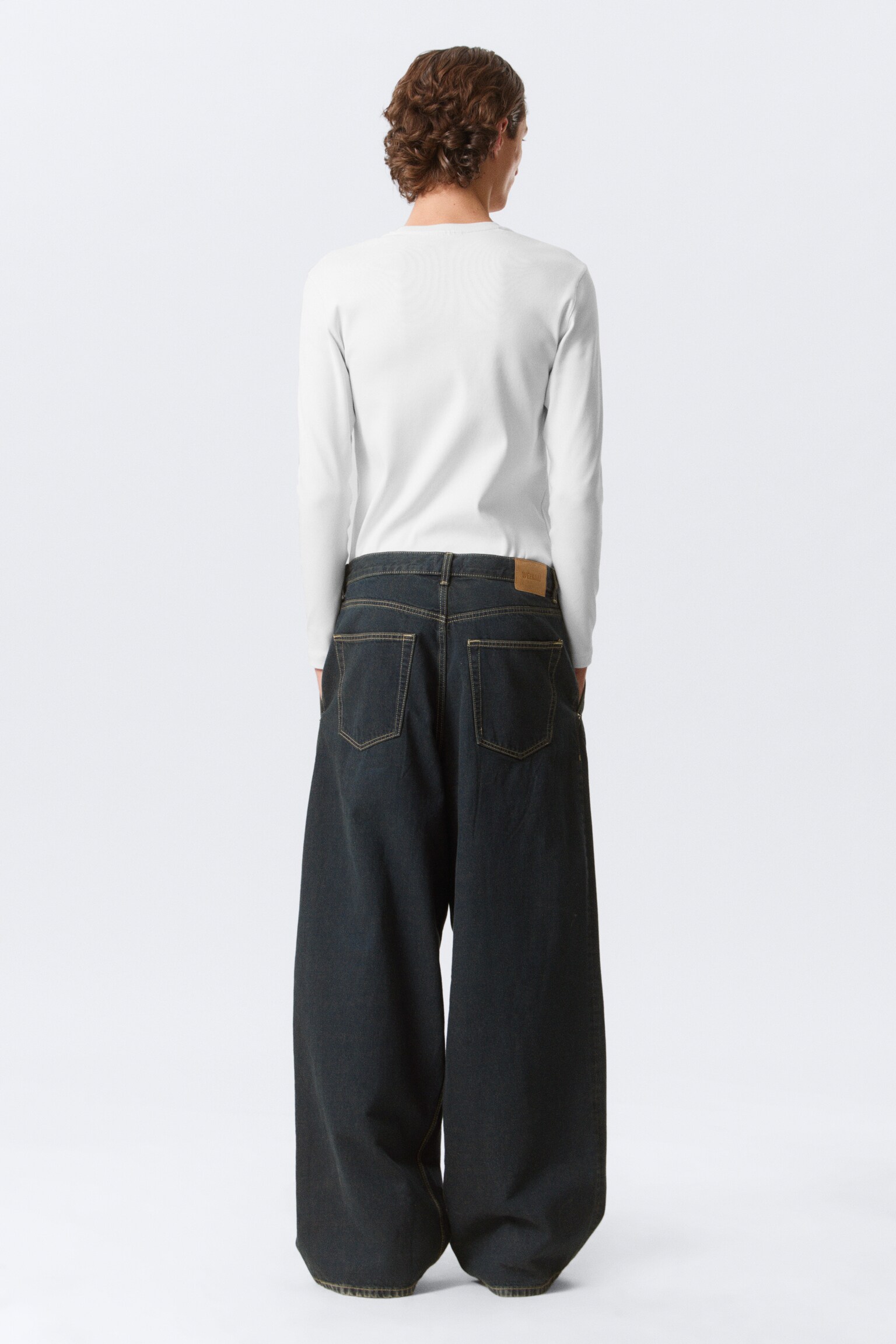 Pleated Loose Baggy Leg Jeans - Emerald Rinse - Mörkblå - 5