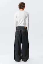 Emerald Rinse - Dunkelblau - Pleated Loose Baggy Leg Jeans - 4