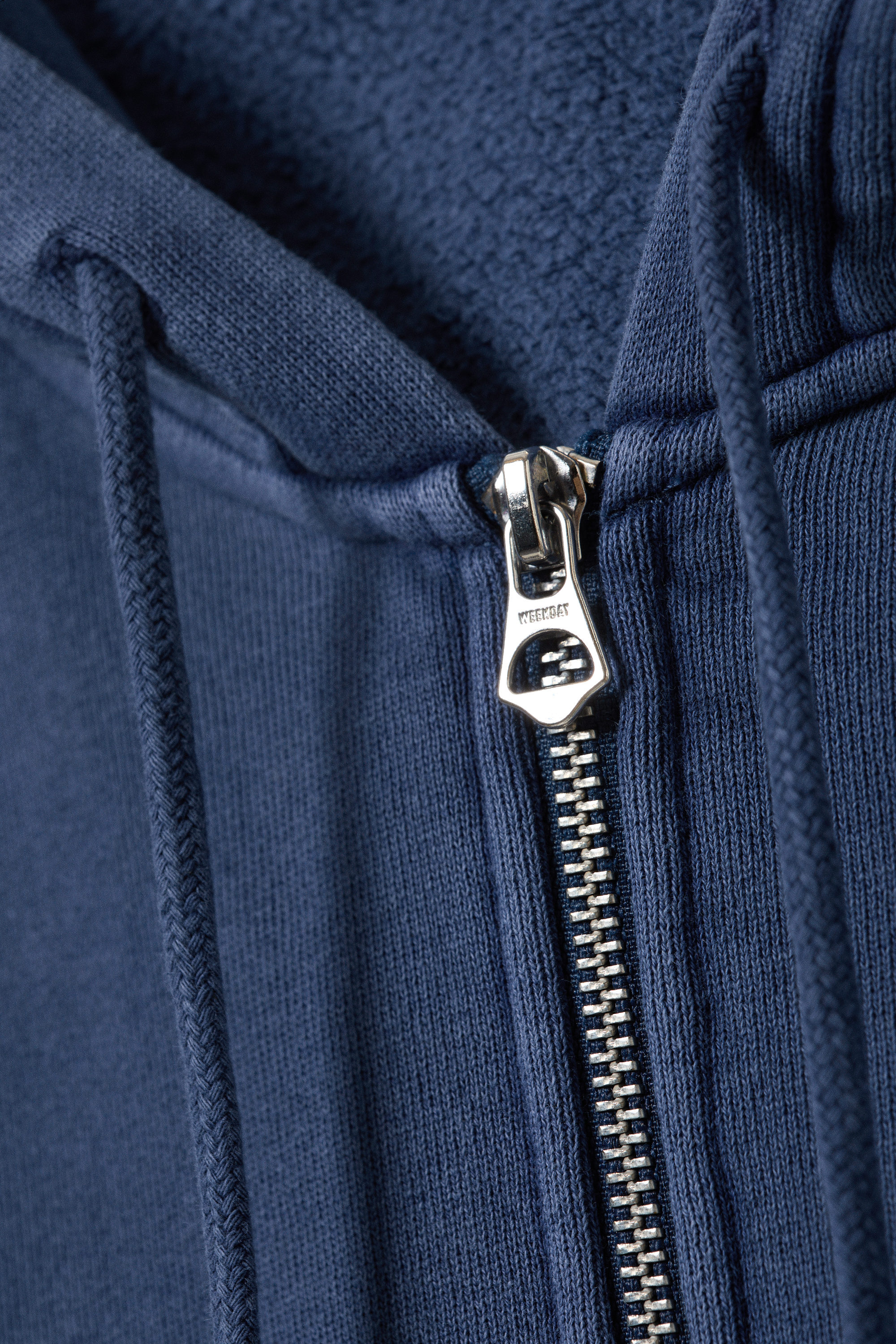 Gewaschenes Dunkelblau - Schmal geschnittener Zip-Hoodie - 5