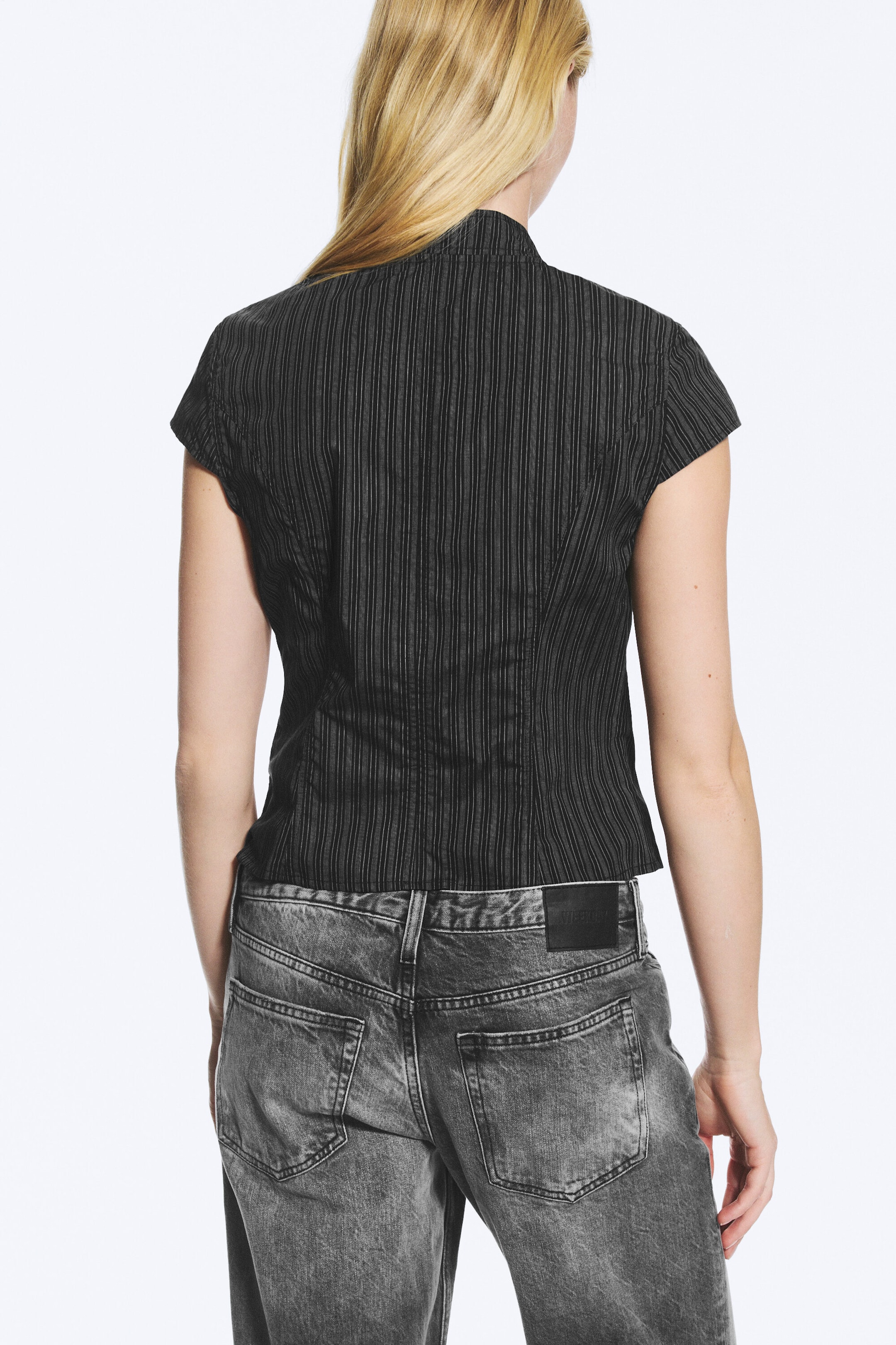 Striped Black - Asymmetric buttoned top - 3